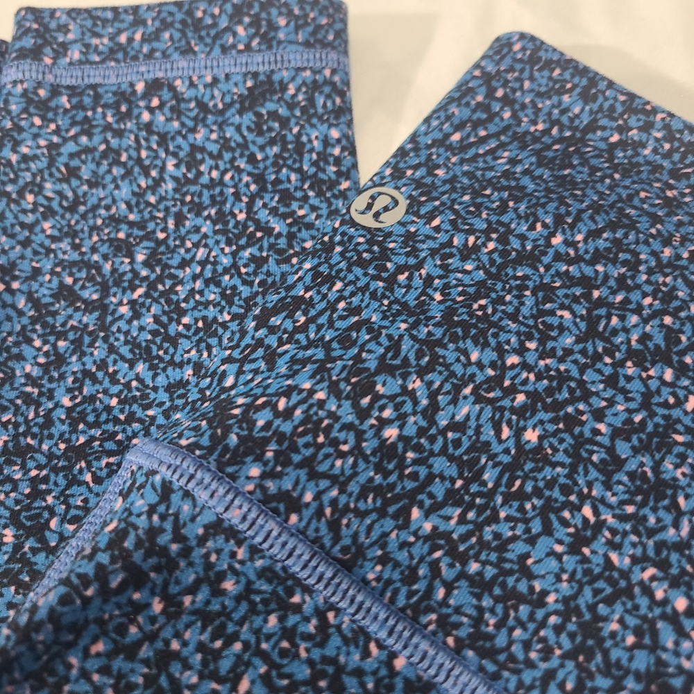 Lululemon Wunder Under HR Legging Flashback Static Powder Pink Kayak Blue Sz‎ 6